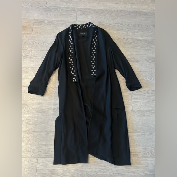 All Saints Kady Kimono Open Front Relaxed Fit Eyelet Studs Size S READ* - Picture 3 of 6